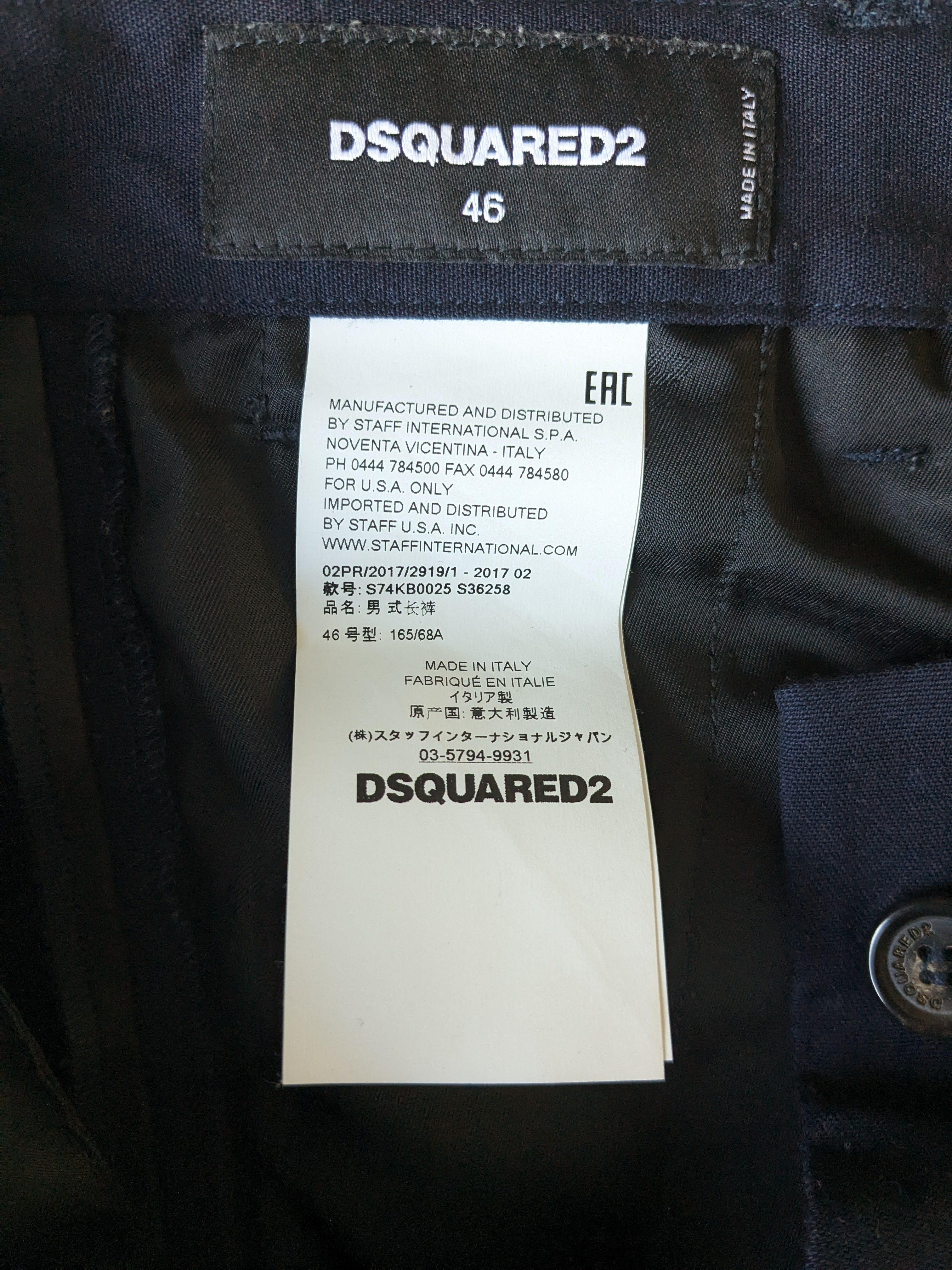 Que talla es online 46 en pantalon