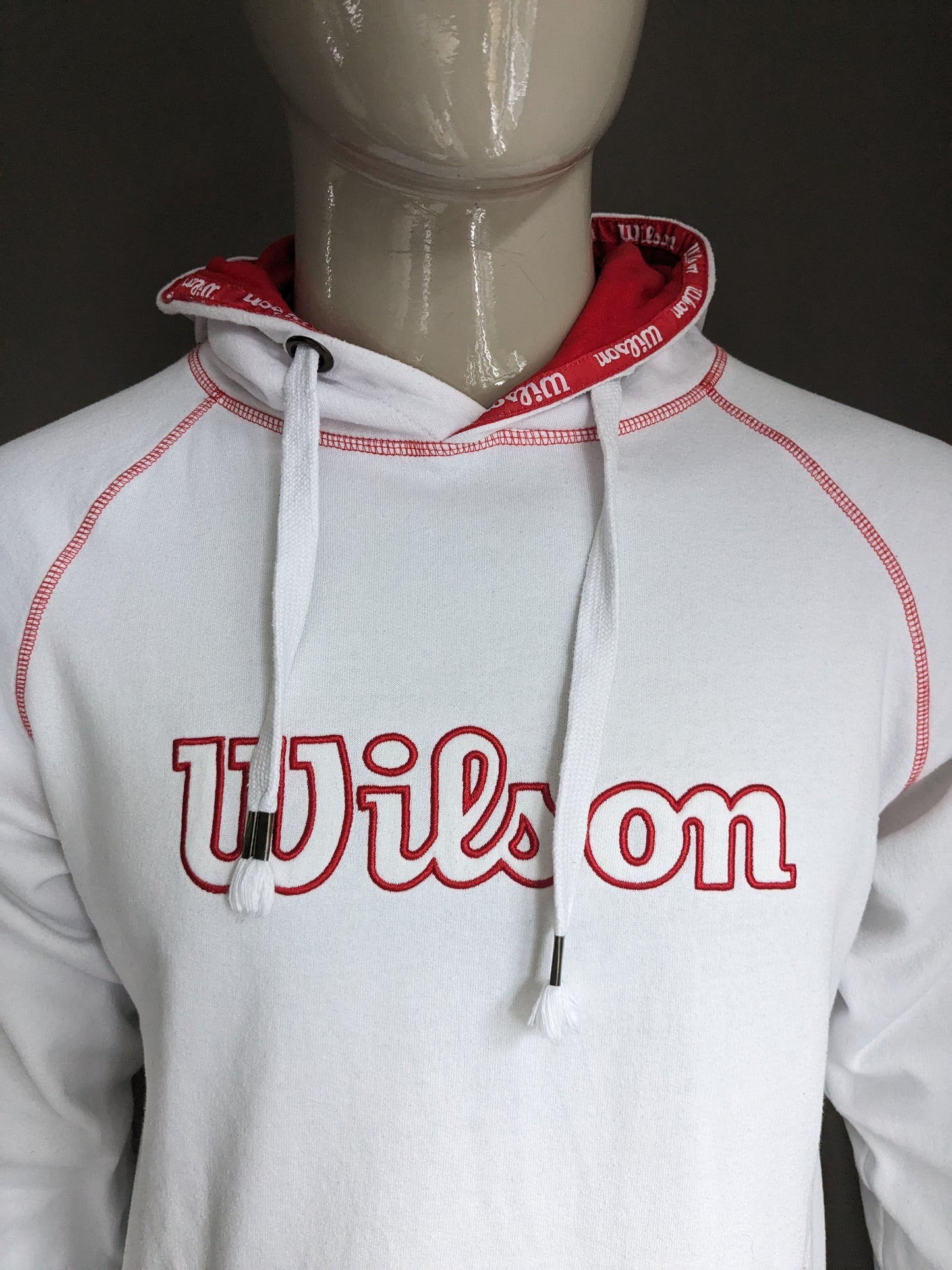Wilson Hoodie. White Red colored. Size M.