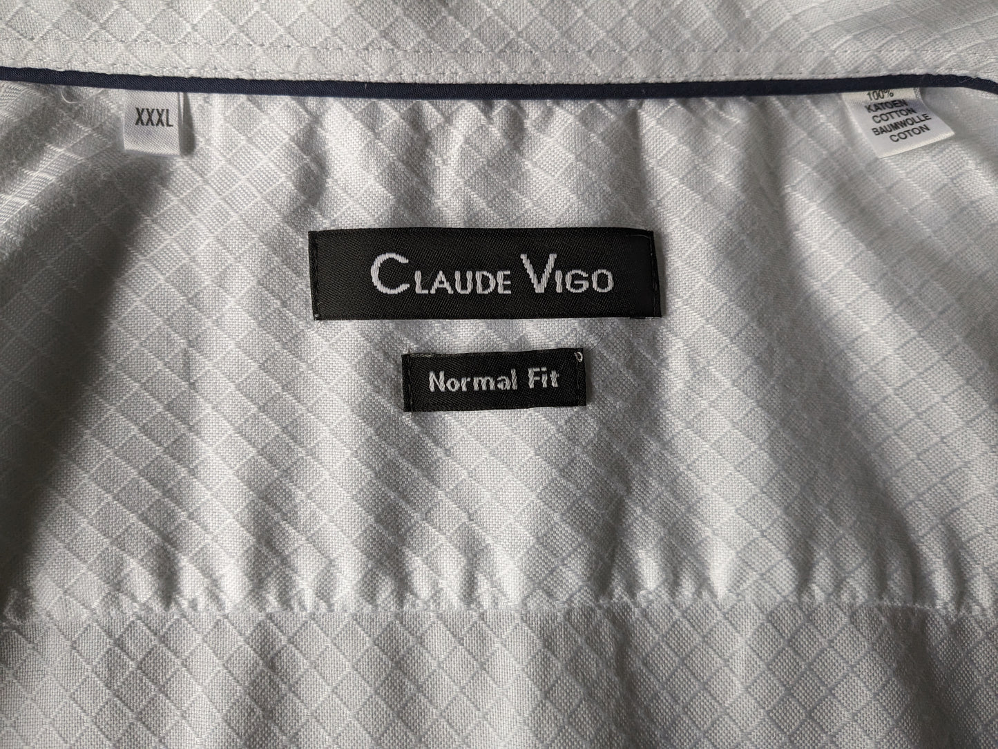 Claude Vigo overhemd. Wit motief. Normal Fit. Maat 3XL / XXXL.