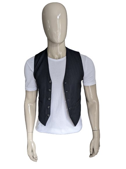 Waistcoat. Black Blue striped. Checked back piece. Size S.