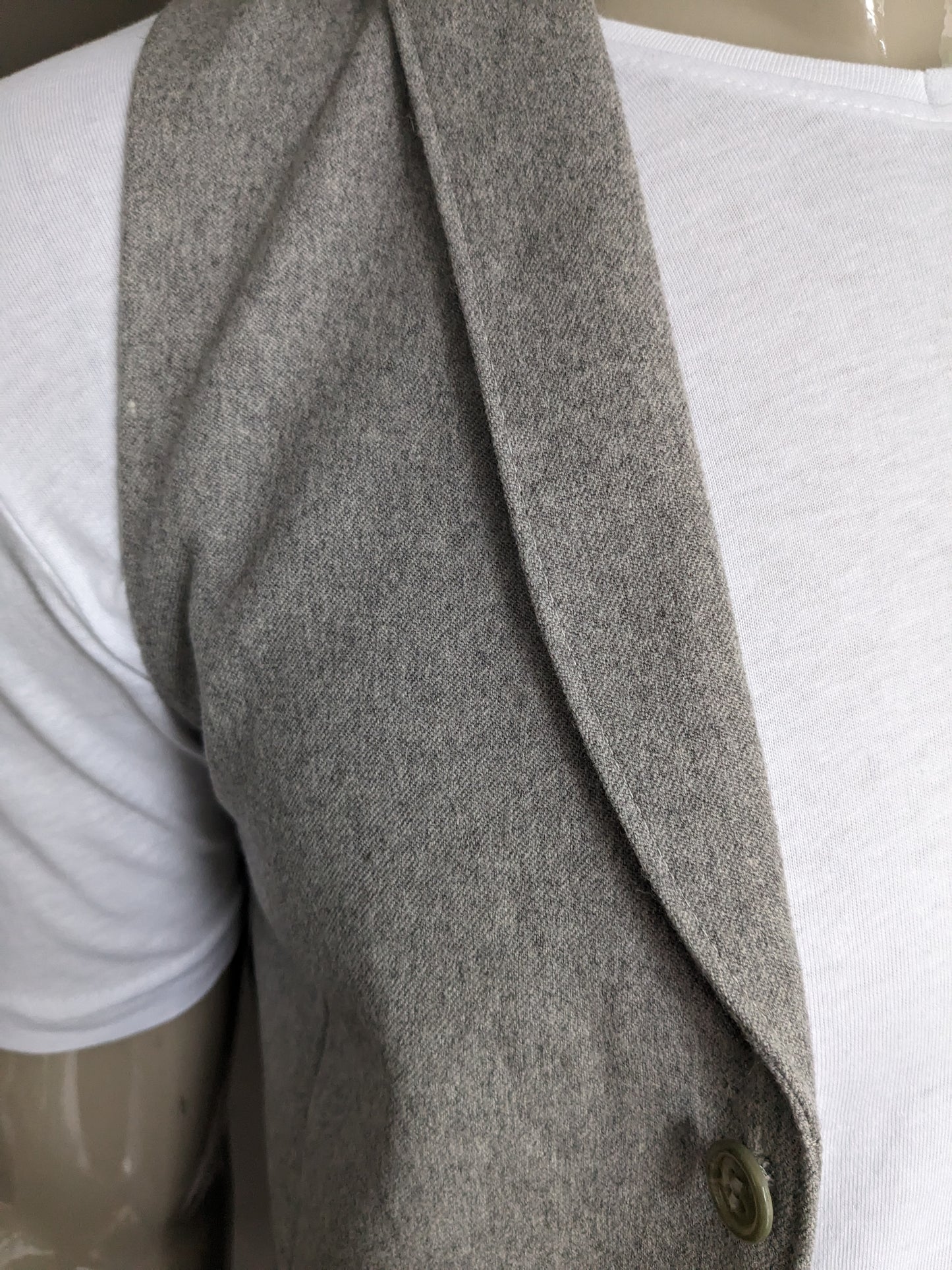 Woolen waistcoat with lapels. Light Gray mixed. Size XL.