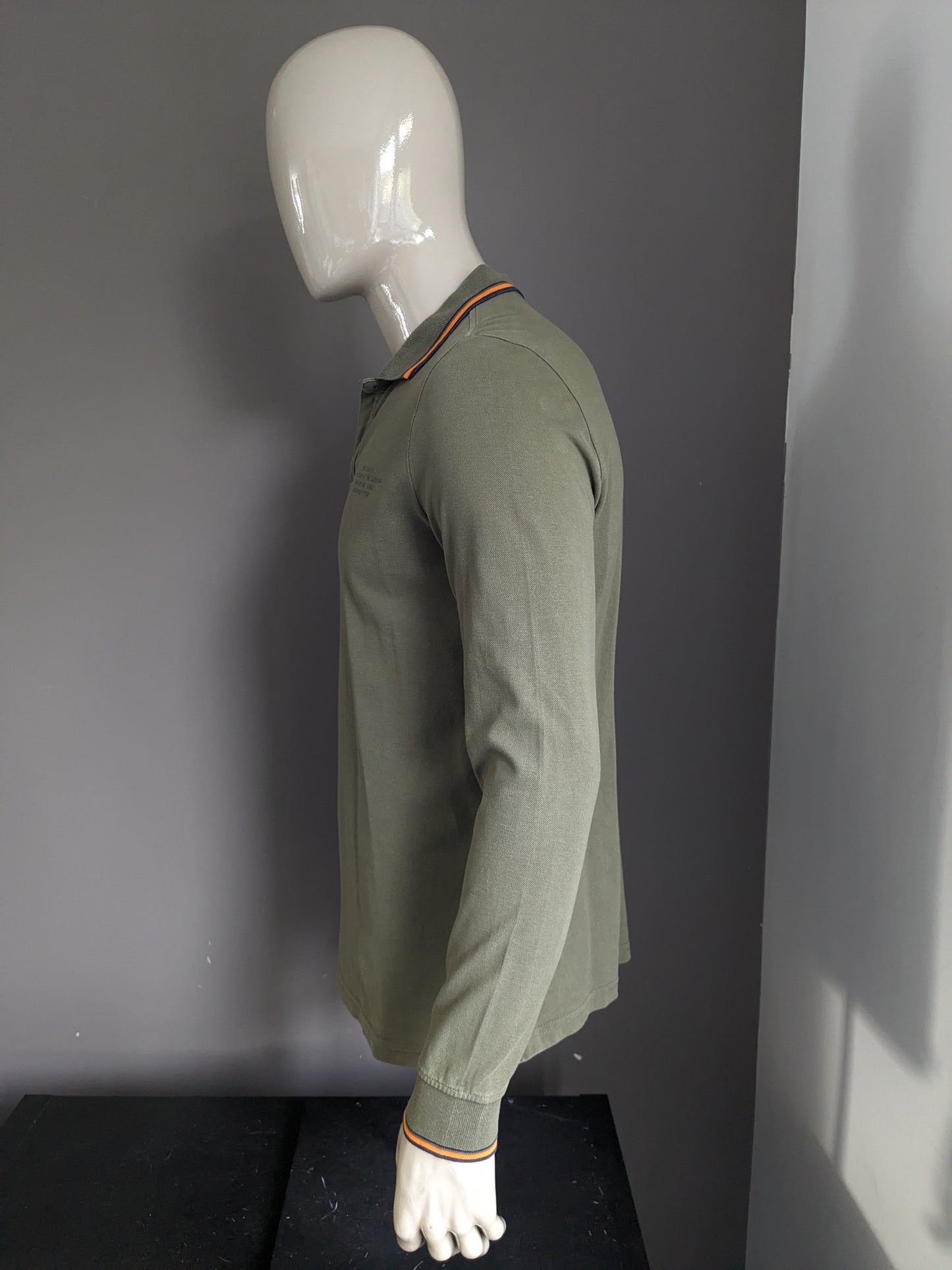 Pull Polo Tom Tailor. vert coloré. Taille L.
