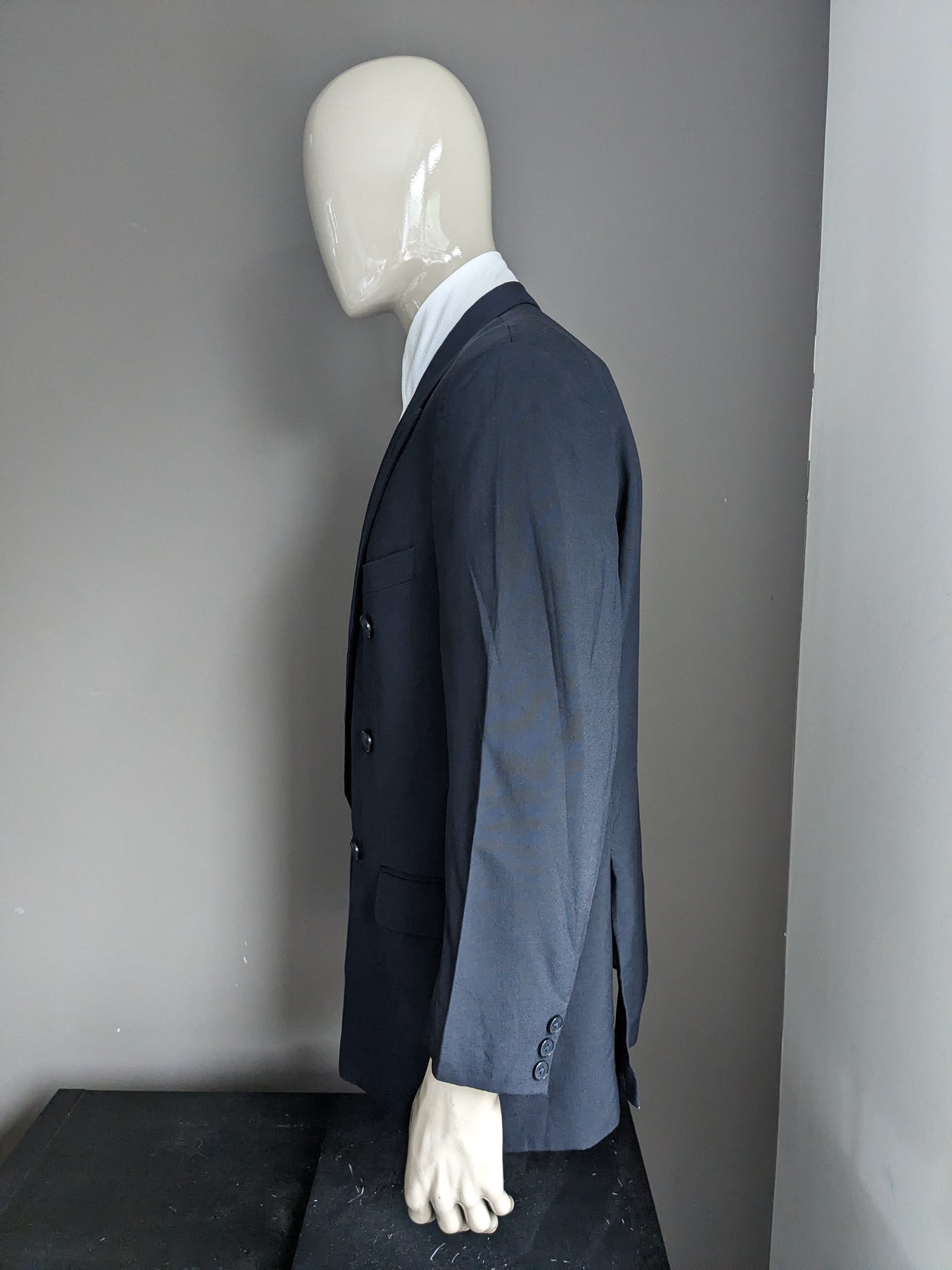 Vintage McGregor woolen Double Breasted jacket dark blue colored. Size 26 (52 / L).