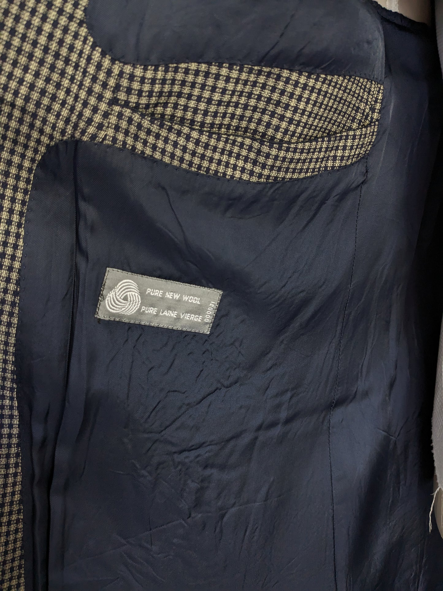 Van Gils chaqueta de lana de doble pecho vintage con inversiones de puntos. Blue gris revisado. Tamaño 54 / L.