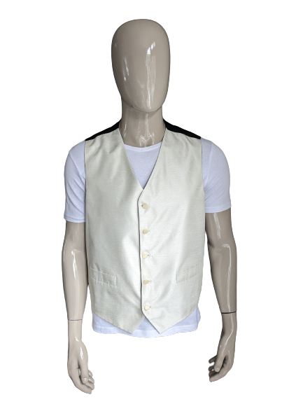 Chaleco FH. Motivo beige. Espalda negra. Talla XL.