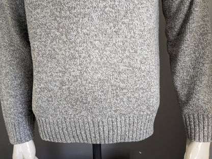 M&S Herrenpullover mit Knöpfen. Beigebraun gemischt. Größe L.
