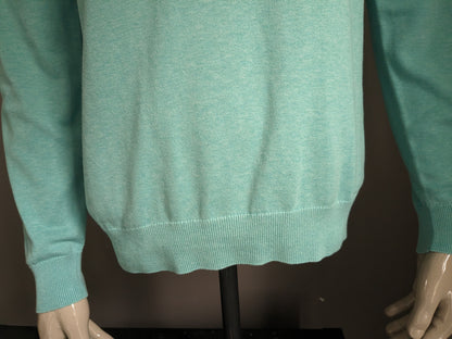 Pull Gant en coton. Vert menthe mélangé. Taille L.