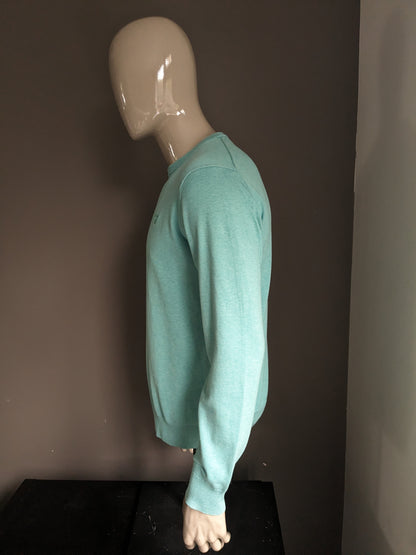 Pull Gant en coton. Vert menthe mélangé. Taille L.
