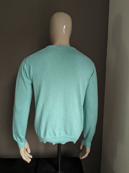 Pull Gant en coton. Vert menthe mélangé. Taille L.