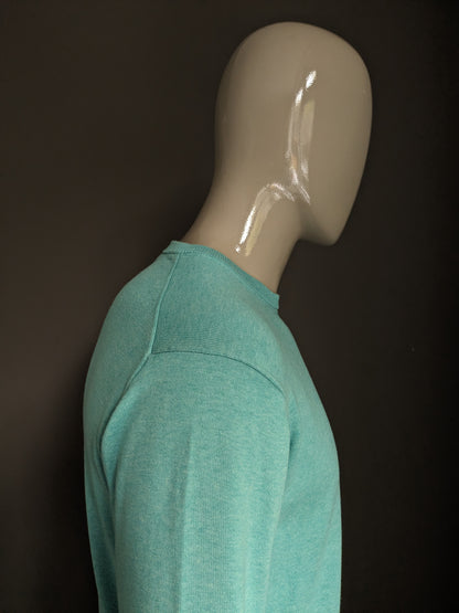 Pull Gant en coton. Vert menthe mélangé. Taille L.