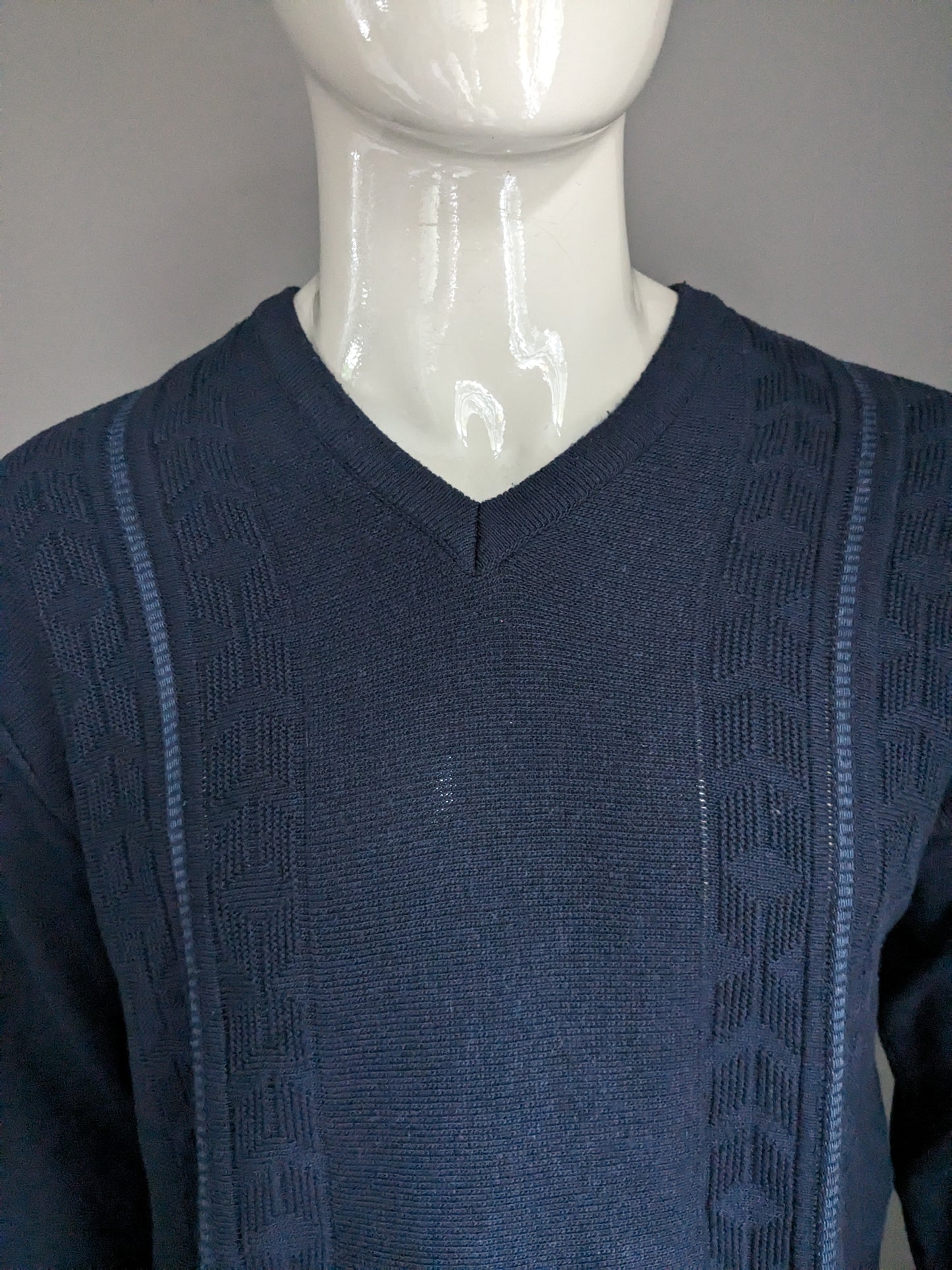 Look vintage Dunnes Cable Sweater. Colorato blu scuro. Taglia M.