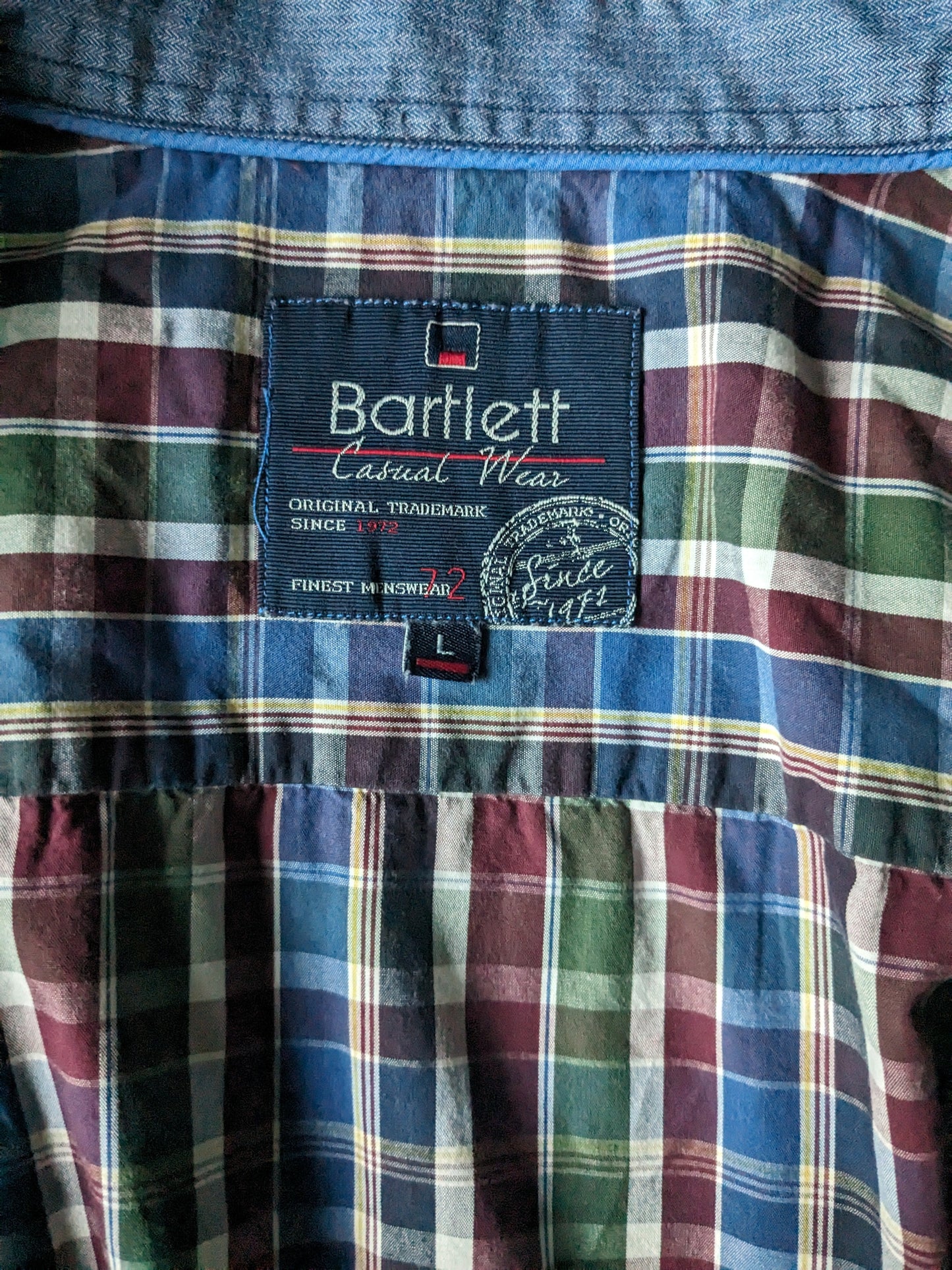 Bartlett Shirt. Green bleu rouge vérifié. Taille L.