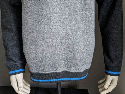 State of Art Wollpullover mit Reißverschluss. Graublau gefärbt. Größe L.