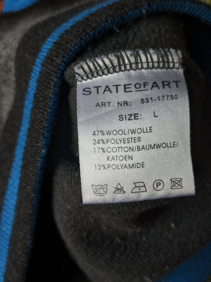State of Art Wollpullover mit Reißverschluss. Graublau gefärbt. Größe L.
