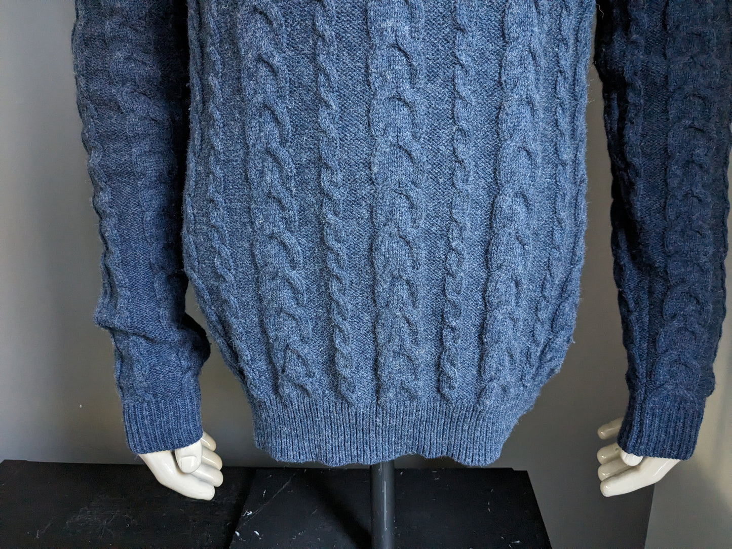 Selected homme woolen cable sweater. Dark blue gray mixed. Size L.