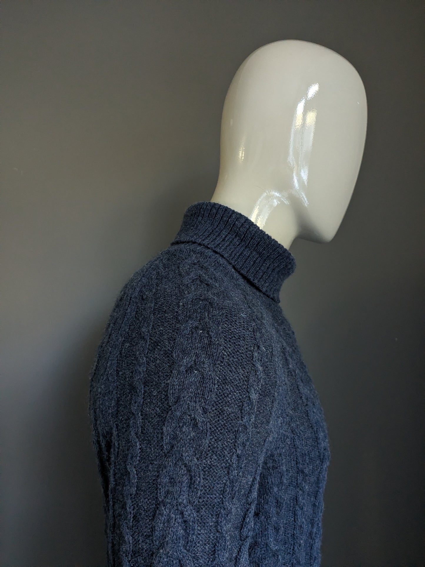Selected homme woolen cable sweater. Dark blue gray mixed. Size L.