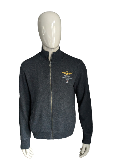 Aeronautics woolen vest. Dark gray mixed. Size 52 / L. 42% Wool.