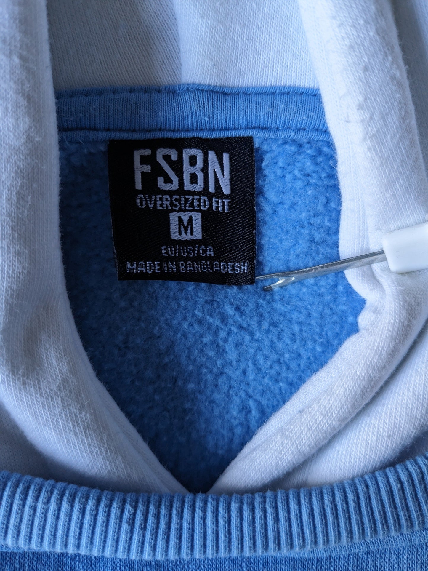 FSBN Hoodie. Blauw Wit "New York". Maat M. Oversized Fit.