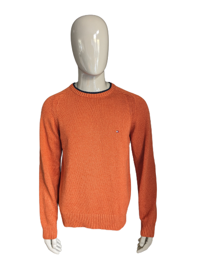 Pull Tommy Hilfiger. Orange mélangée. Taille M.