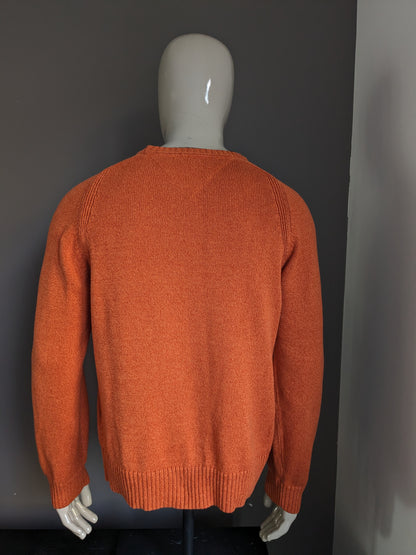 Pull Tommy Hilfiger. Orange mélangée. Taille M.