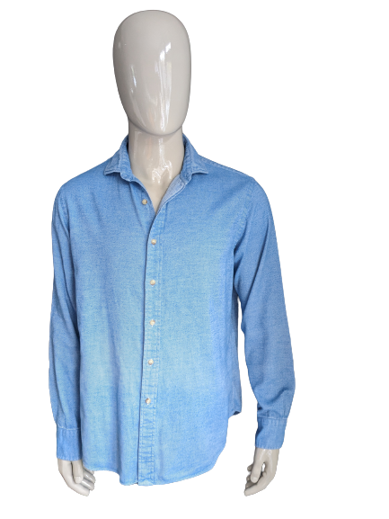 Polo Ralph Lauren Jeans Shirt. Bleu blanc mélangé. Taille L.
