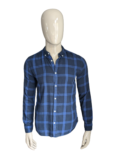 Chemise hors radar. Bleu Noir vérifié. Taille M.