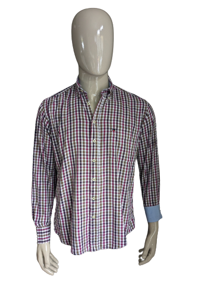 Chemise Bartlett. Violet Marron Noir à carreaux. Taille L.