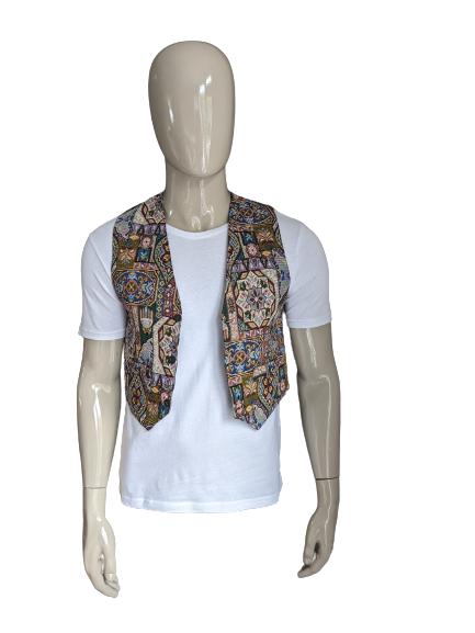Vintage waistcoat. Colored print. Size S.