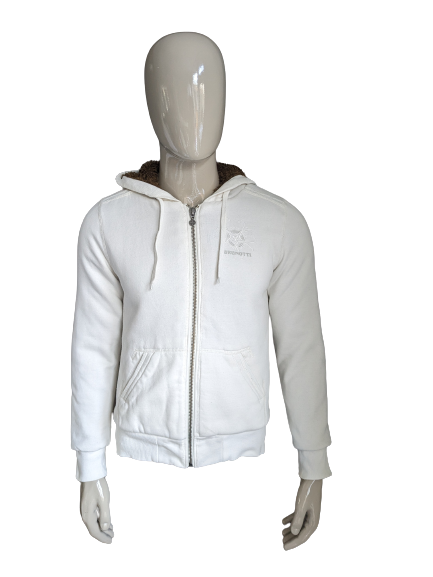 Dick gefütterter, warmer Cardigan von Brunotti mit Kapuze. Weiß. Größe S.