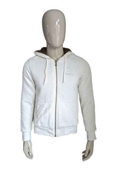 Dick gefütterter, warmer Cardigan von Brunotti mit Kapuze. Weiß. Größe S.