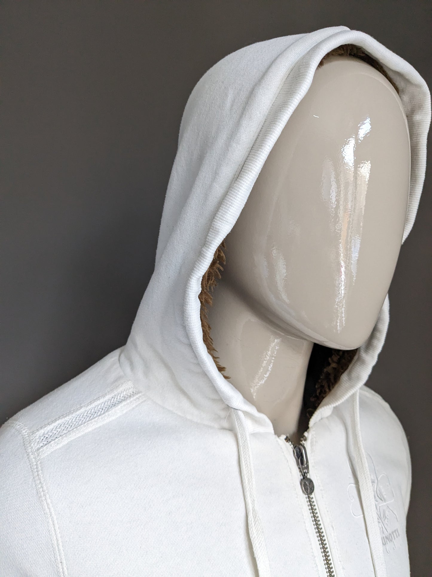 Brunotti thickly lined hot cardigan with hood. White. Size S.