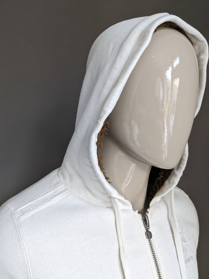 Dick gefütterter, warmer Cardigan von Brunotti mit Kapuze. Weiß. Größe S.