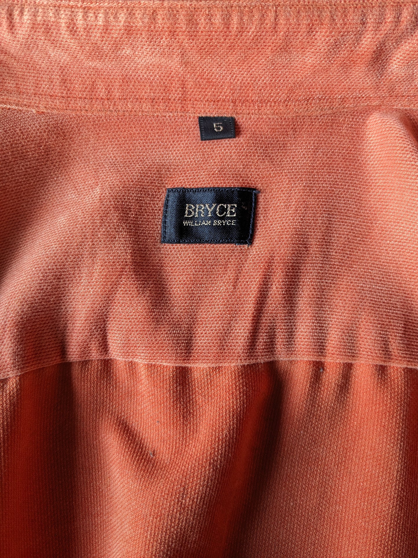Vintage Bryce overhemd., Dikkere stof. Zalm kleurig motief. Maat XL.