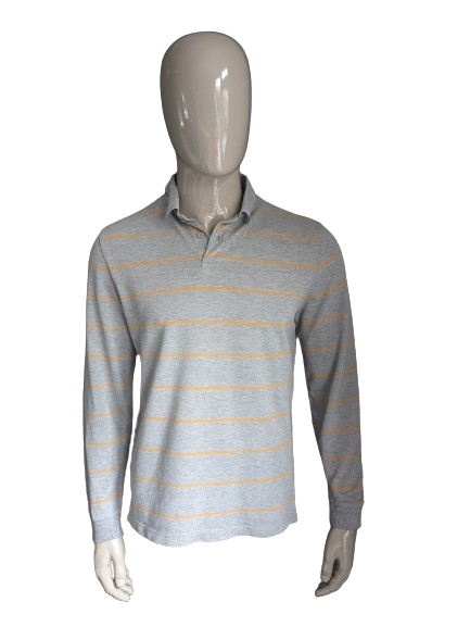 Charles Tyrwitt polo sweater. Gray Yellow striped. Size M.