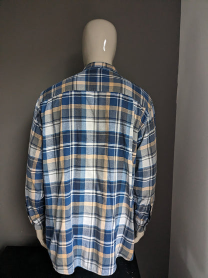 Chemise Henderson/GCM. Carreaux Bleu Beige Gris. Taille XXL/2XL.