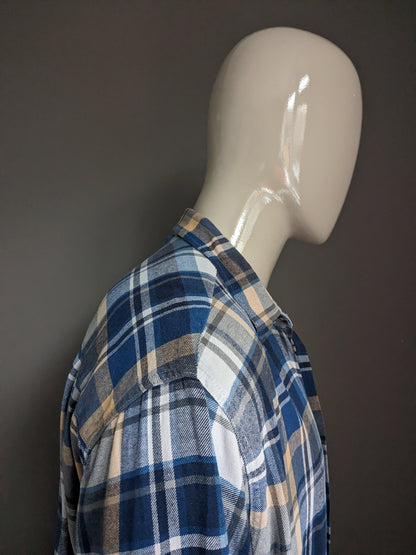 Chemise Henderson/GCM. Carreaux Bleu Beige Gris. Taille XXL/2XL.