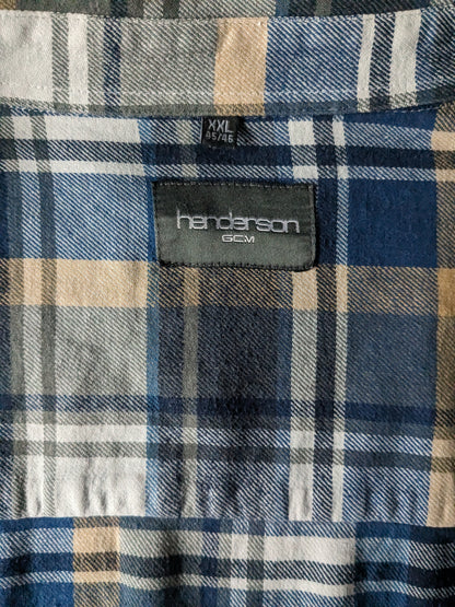 Chemise Henderson/GCM. Carreaux Bleu Beige Gris. Taille XXL/2XL.
