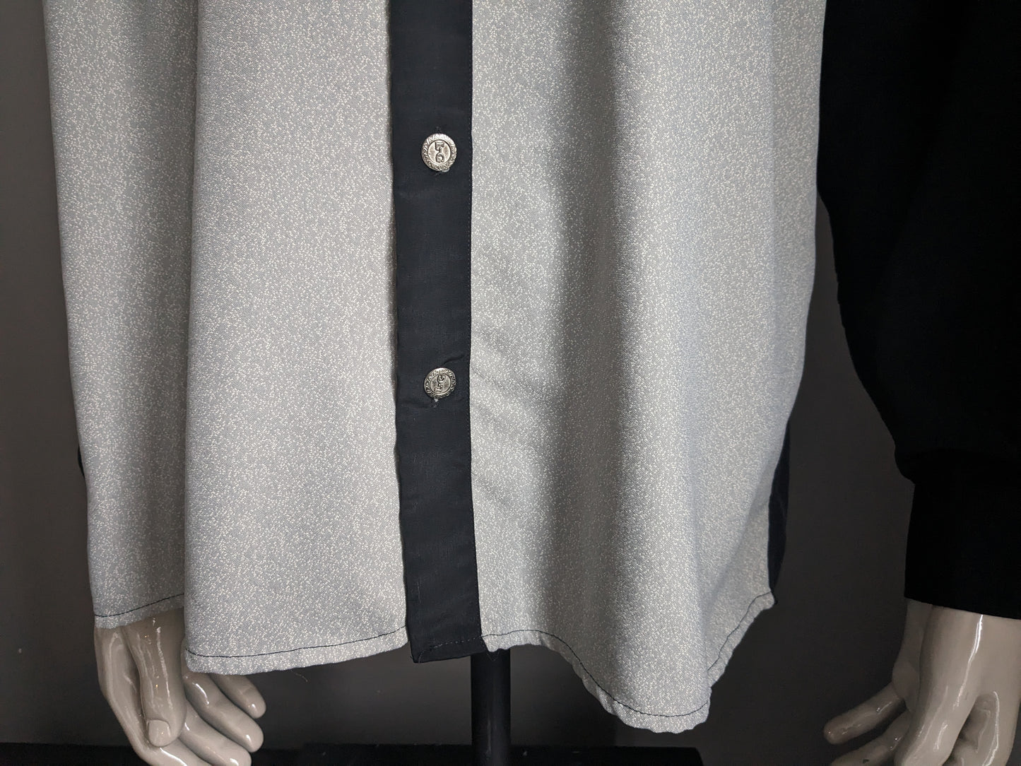 Vintage L&G overhemd. Beige Grijs Zwart gekleurd. Maat XL.