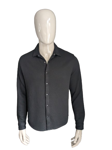 TU Premium Man shirt with press studs. Dark Gray tactile motif. Size M.
