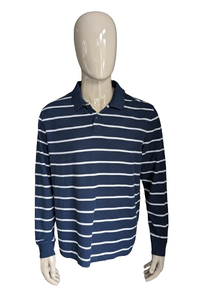 M&S Collection Polotrui. Blue white striped. Size 2XL / XXL. Regular fit.