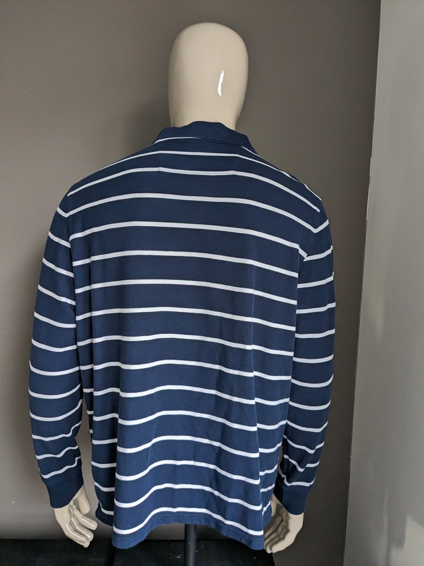 M&S Collection Polotrui. Blue white striped. Size 2XL / XXL. Regular fit.