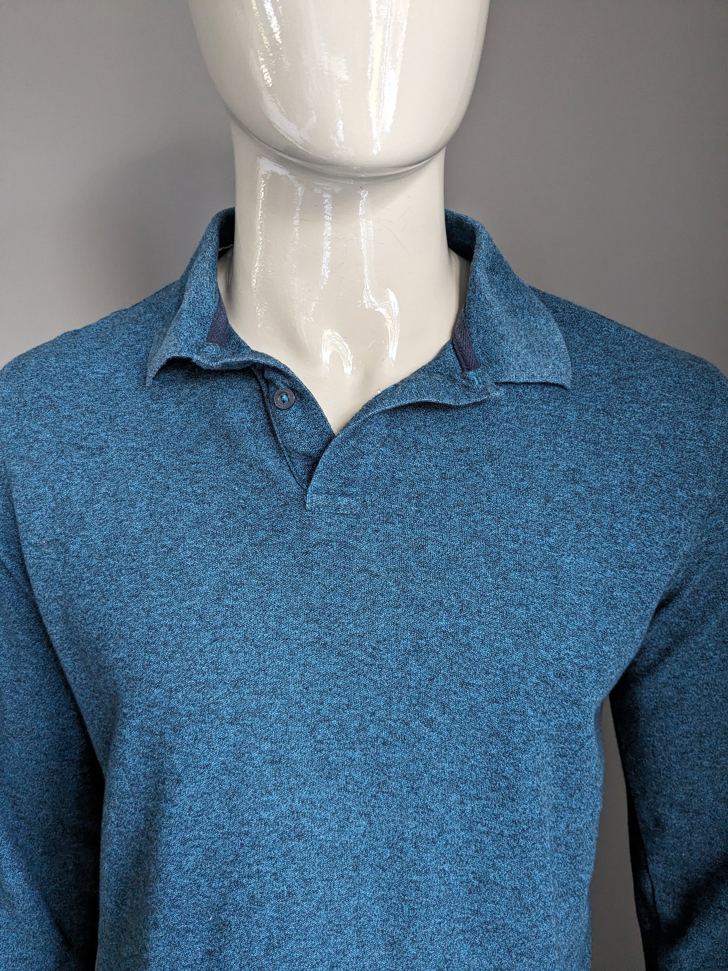 Pull polo de la collection M&S. Vert Bleu mélangé. Taille M.