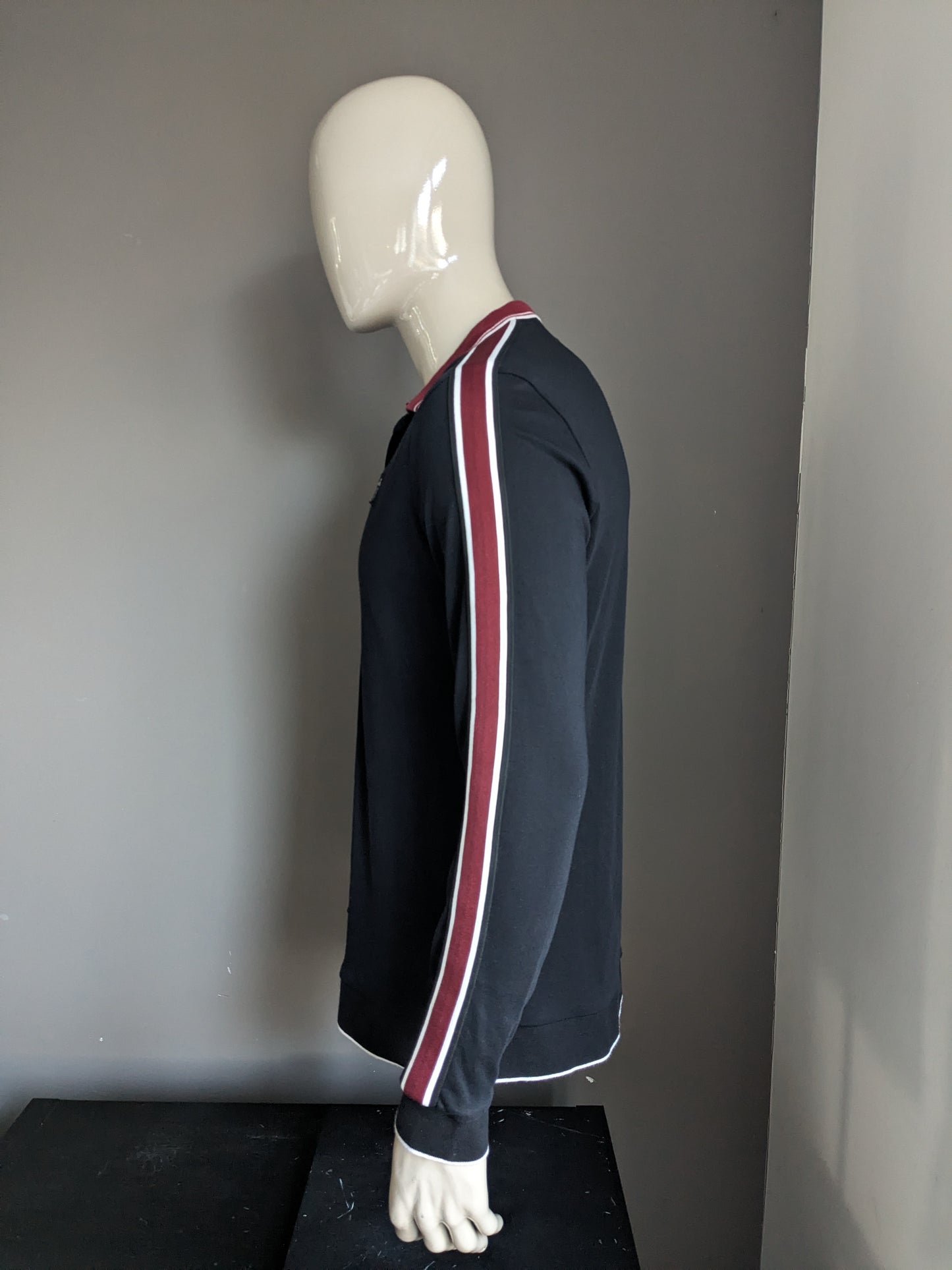 Pull polo NEXT. Couleur Noir Bordeaux Blanc. Taille L.