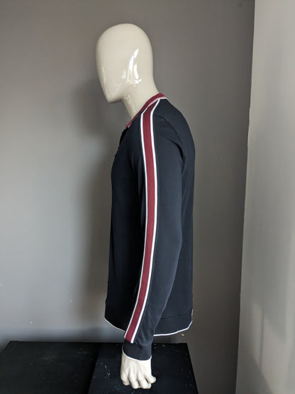 Pull polo NEXT. Couleur Noir Bordeaux Blanc. Taille L.