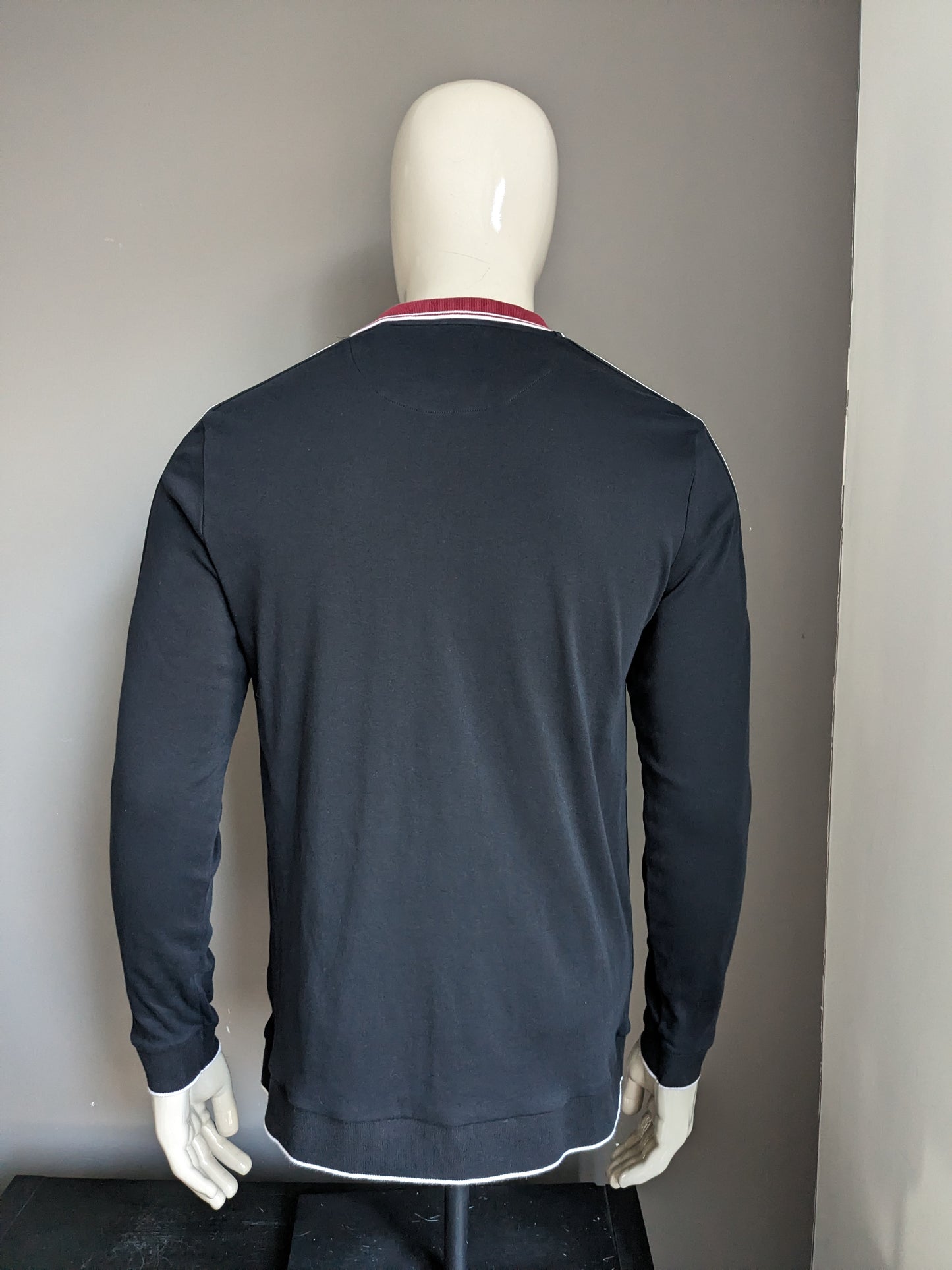 Pull polo NEXT. Couleur Noir Bordeaux Blanc. Taille L.