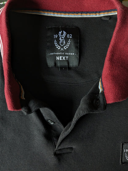 Pull polo NEXT. Couleur Noir Bordeaux Blanc. Taille L.