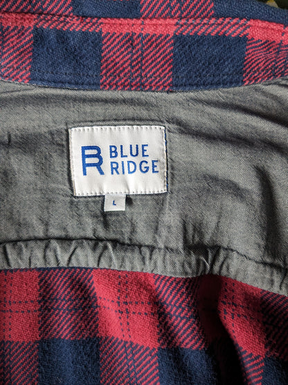 Chemise en flanelle Blue Ridge. Tissu plus épais. Bleu Rose vérifié. Taille L.