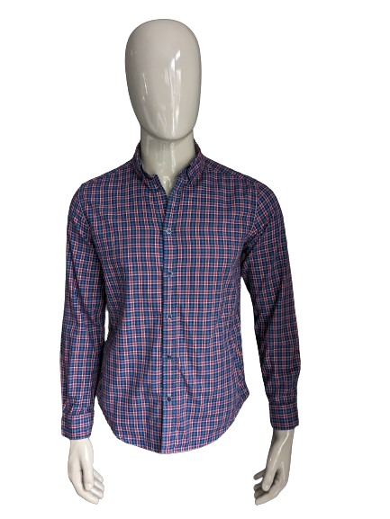 Chemise Esprit. Bleu Rouge Noir coché. Taille M. Coupe régulière.