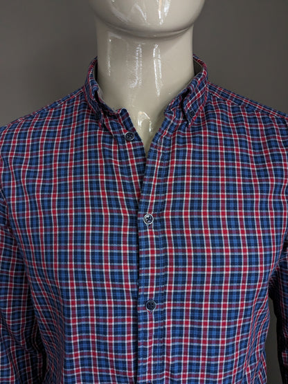 Chemise Esprit. Bleu Rouge Noir coché. Taille M. Coupe régulière.