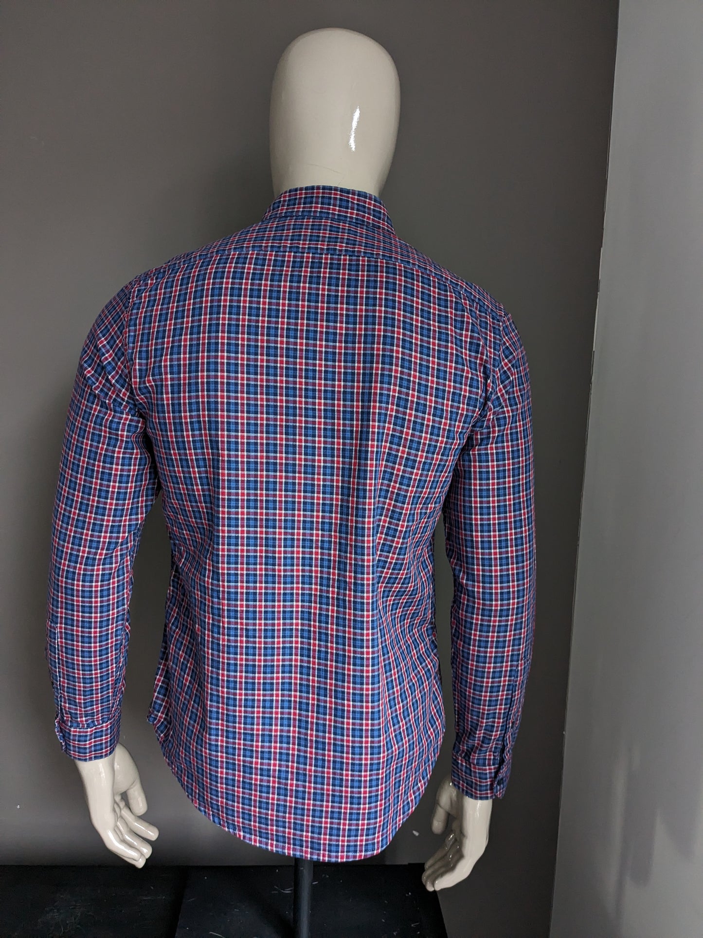 Chemise Esprit. Bleu Rouge Noir coché. Taille M. Coupe régulière.